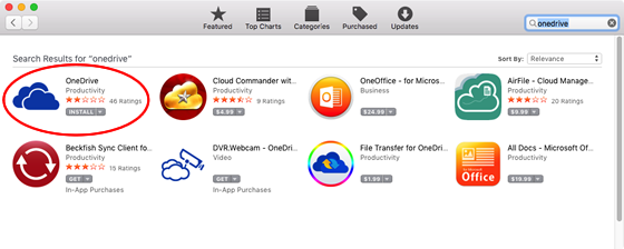 install OneDrive from Mac app store