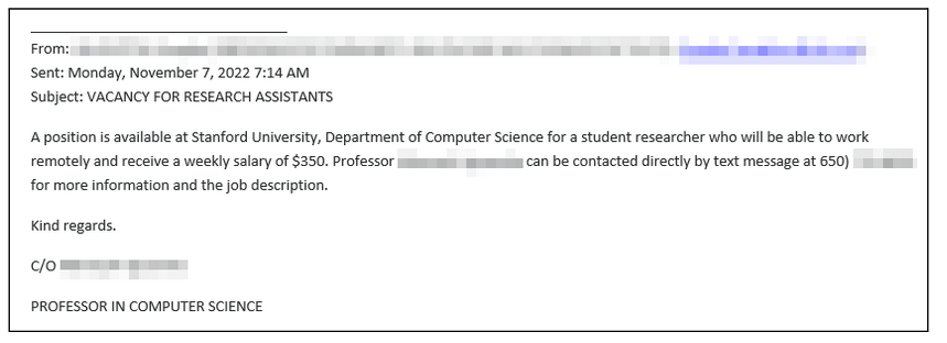 job scam email example