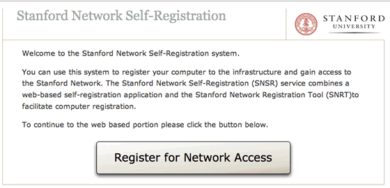 begin Stanford network self-registration