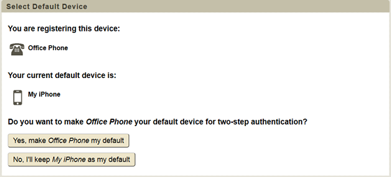 select whether or not to make this landline your default device