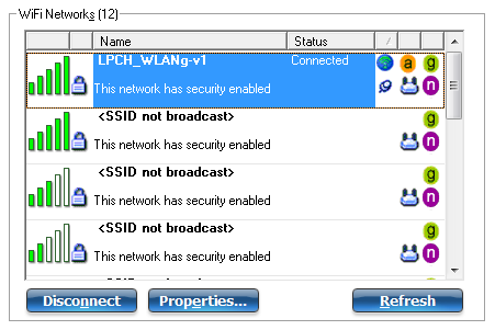 If the user chooses to connect via Wi-Fi, please select LPCH_WLANg-v1.