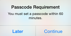 notice that a passcode is required
