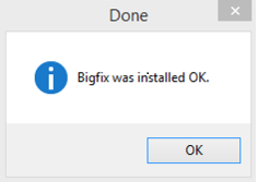 Screen showing that BigFix was installed