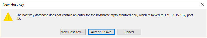 accept  and save the new host key