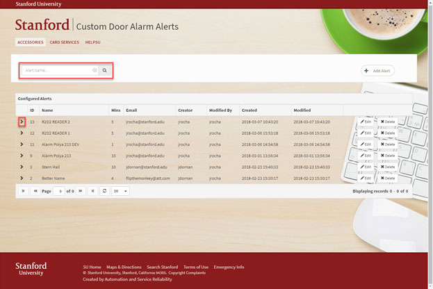 Screenshot of Custom Door Alarm Alerts Tool