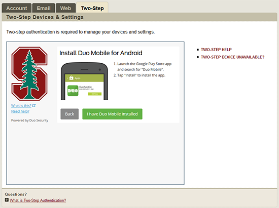 Image of install Duo Mobile screen