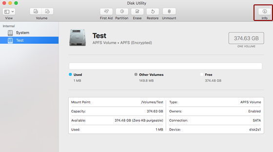 disk utility image of an extra volume
