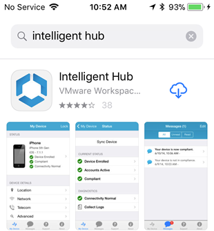 download the Intelligent Hub app from the iTunes store