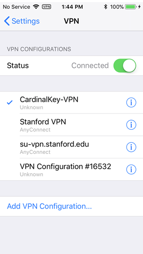 connect to VPN using a Cardinal Key
