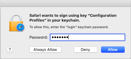 log in to your keychain with your computer admin password