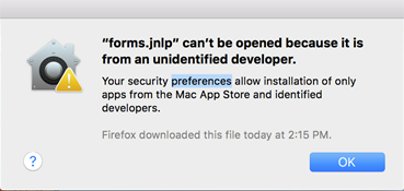 forms. jnlp error message