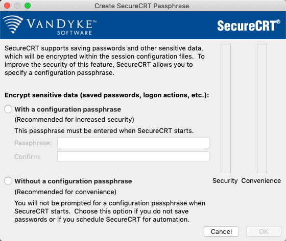 Create SecureCRT Passphrase menu.