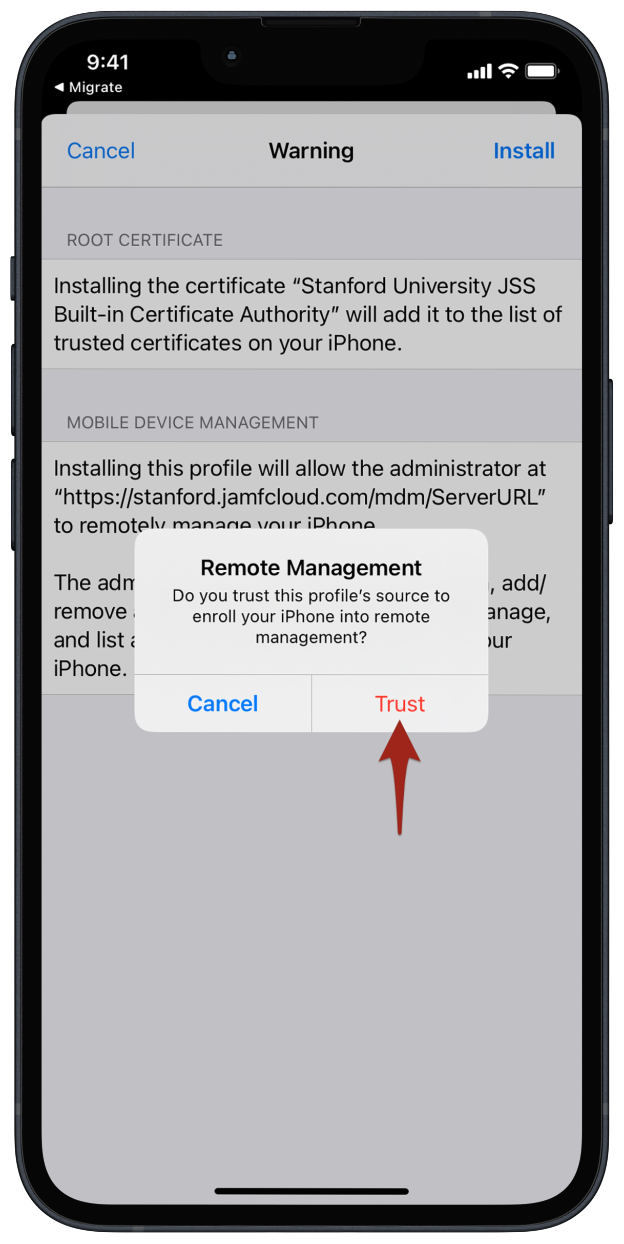 trust button screenshot