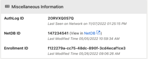 View in NetDB link in Miscellaneou Information section