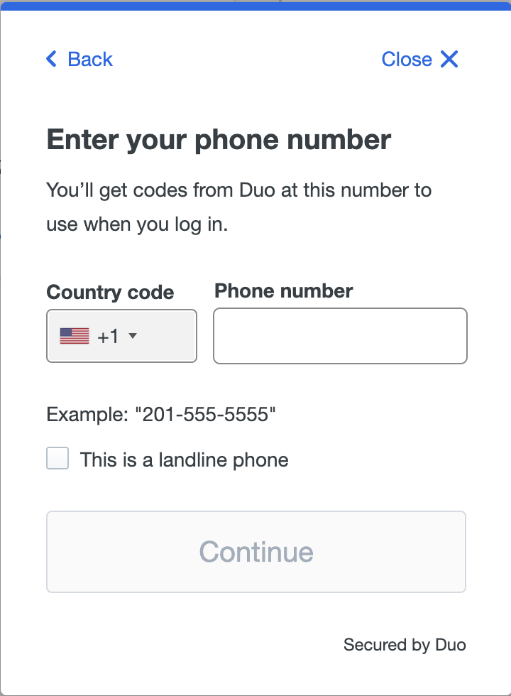 Image of screen to enter your phone number