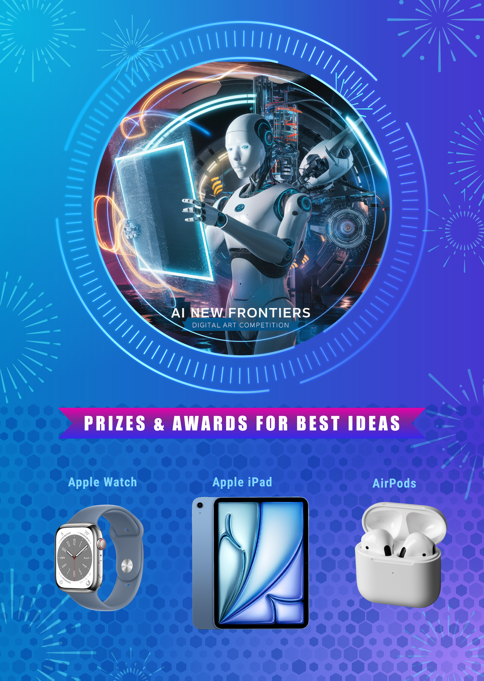 Infographic showing prizes and awards for best AI innovative ideas