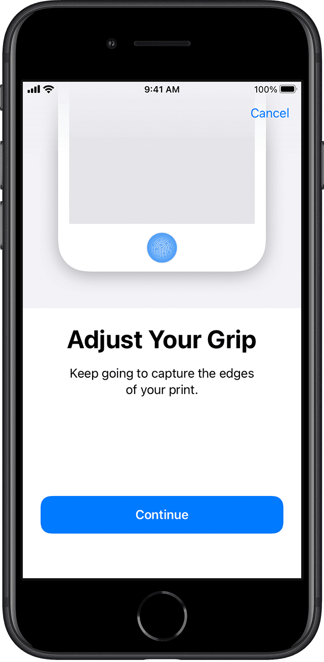 Adjust your grip prompt with a continue button.