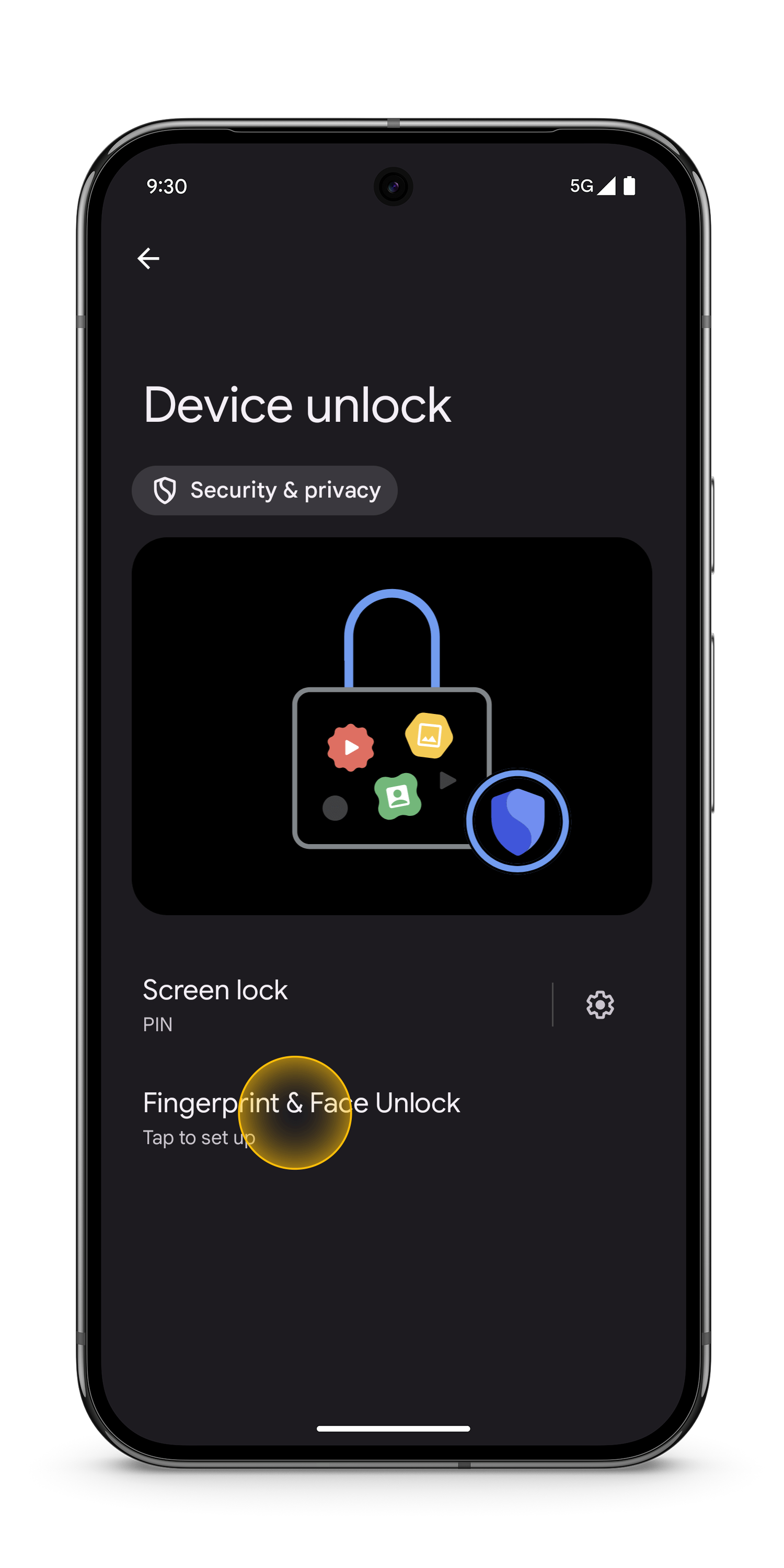 Fingerprint &amp; Face Unlock in the Device unlock prompt.