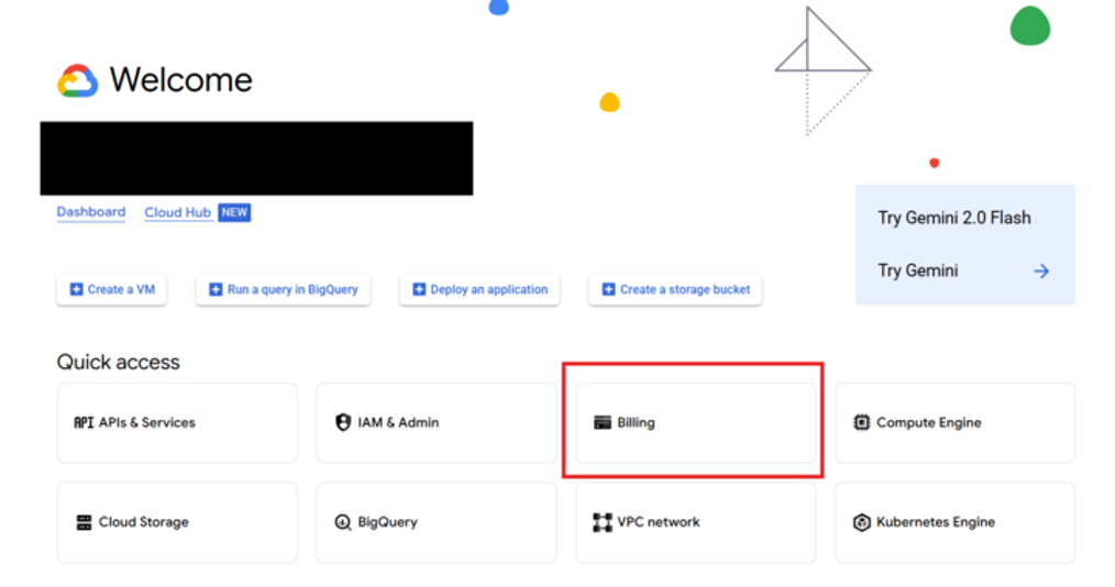 shows GCP welcome page