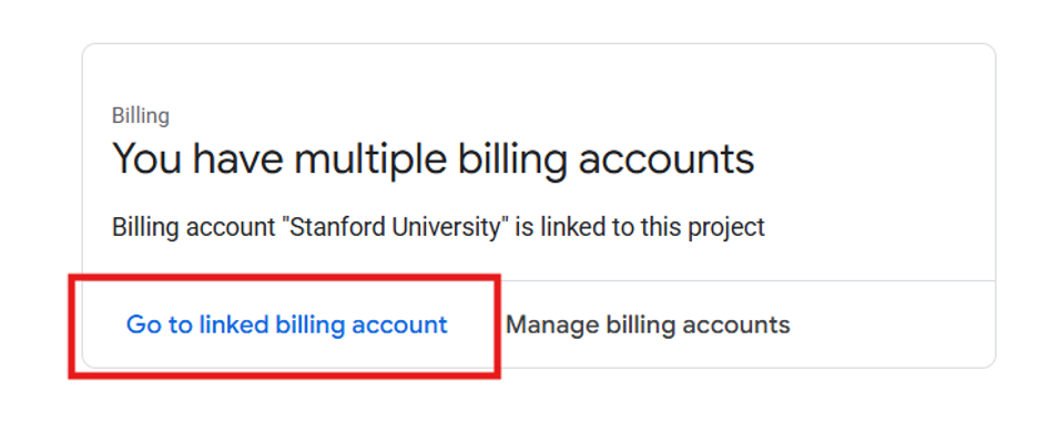 shows link labeled Go to linked billing account