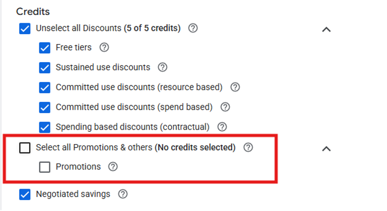 shows option to uncheck all promotions
