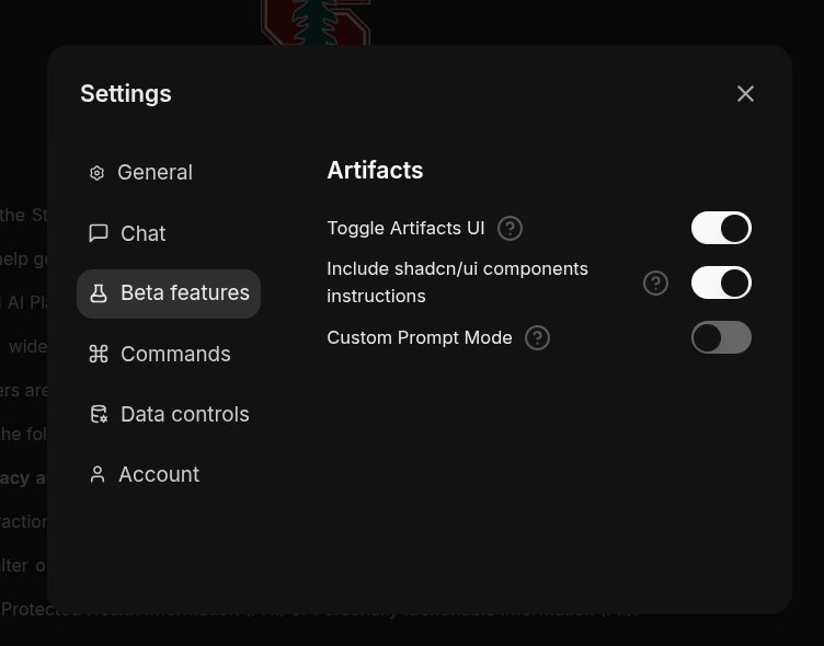 Enable the Artifacts feature. 