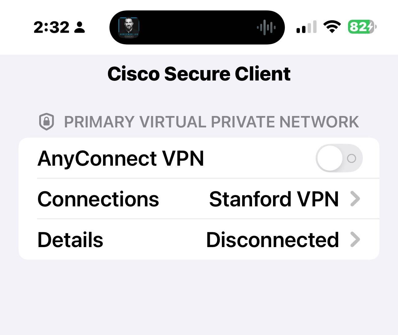 show CardinalKey VPN as default connection