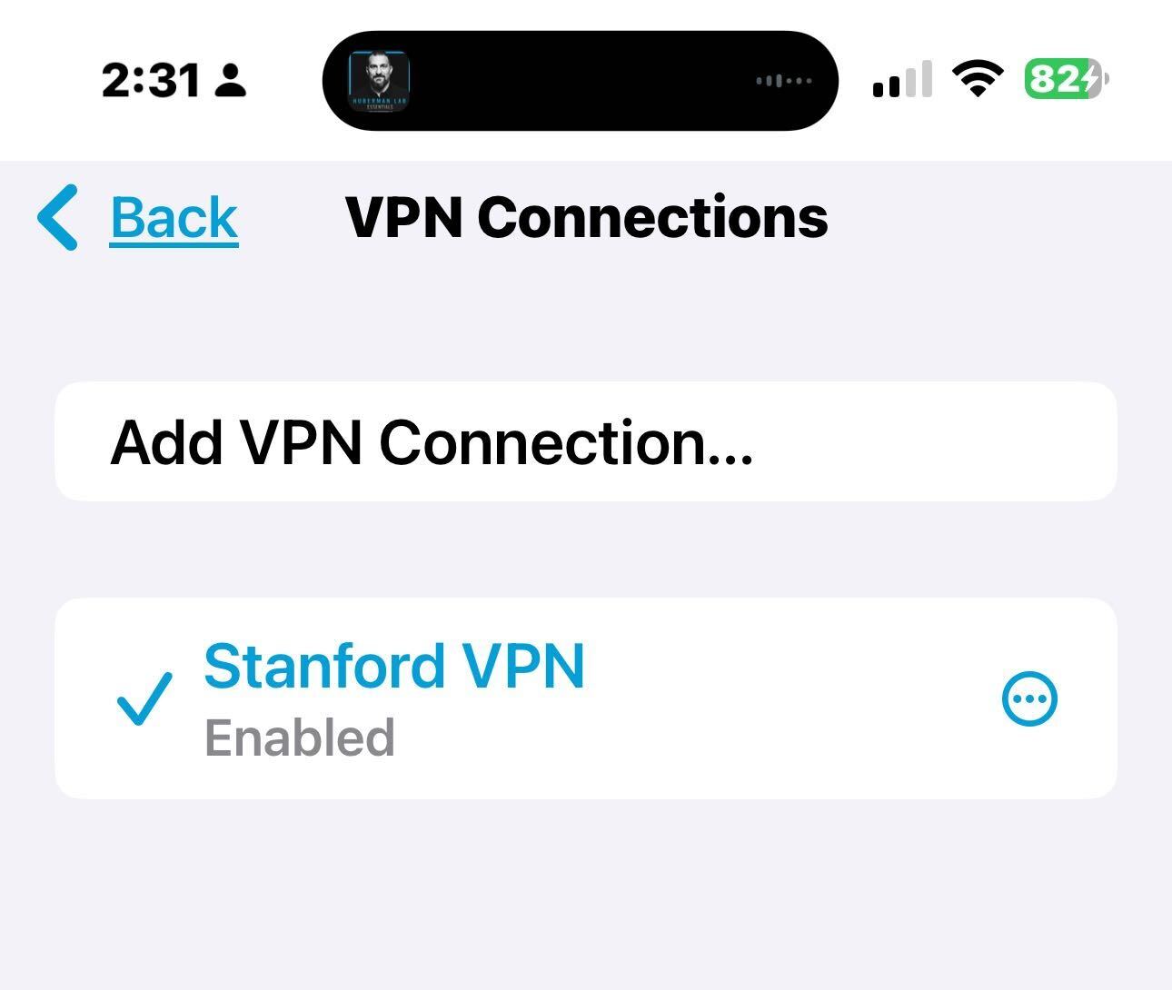 Stanford VPN is indicated as "Enabled."