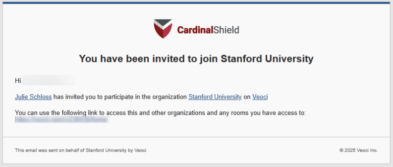 Example of the email sent after the account has been created. 