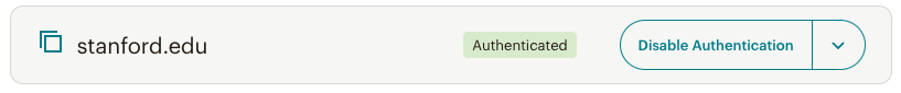 The 'Authenticated' green label within Mailchimp.