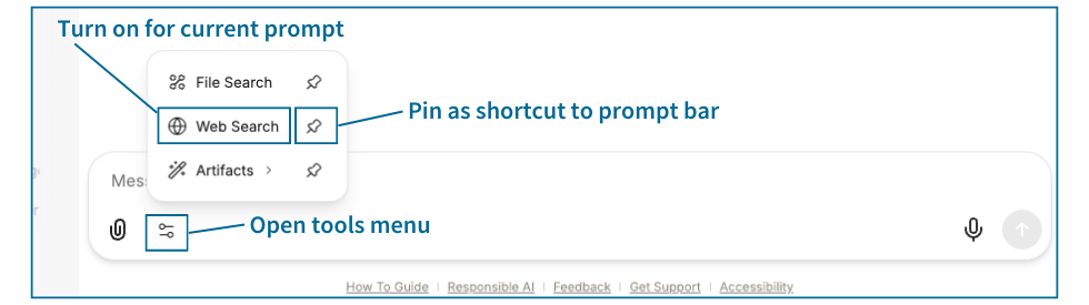 Prompt toolbar options