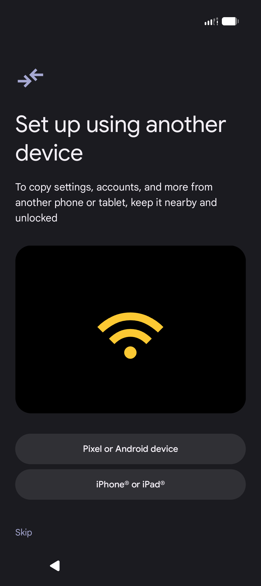 set up using another device