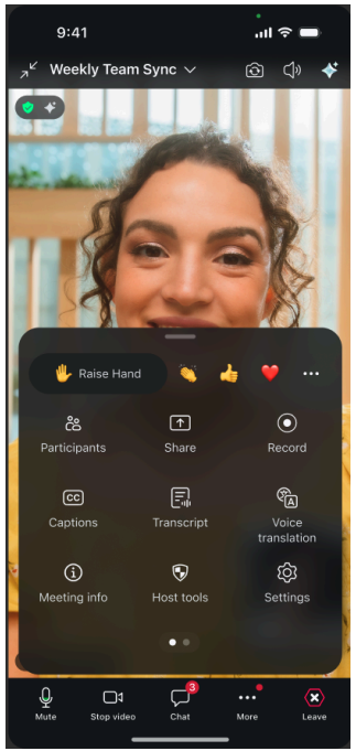 Example of Zoom latest version on mobile with streamlined interface with consolidated controls highlighted.