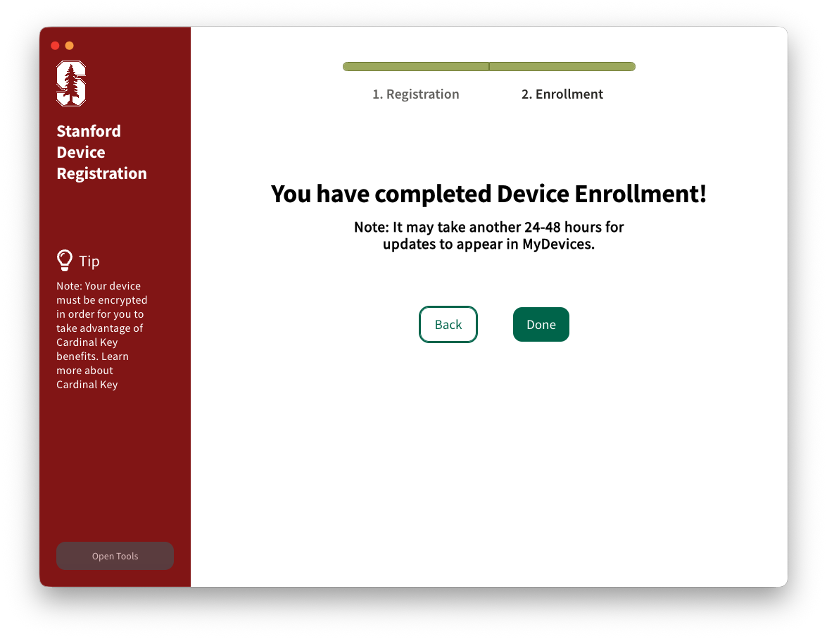 SDR - Final Page of Enrollment Only Mode