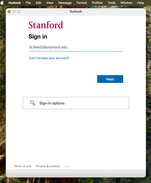 microsoft login screen