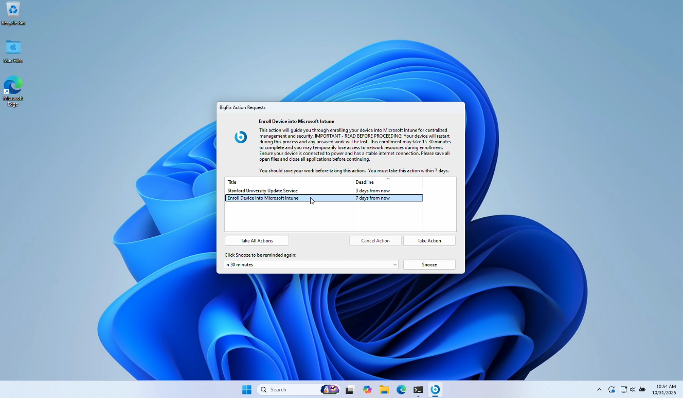 select enrollment action