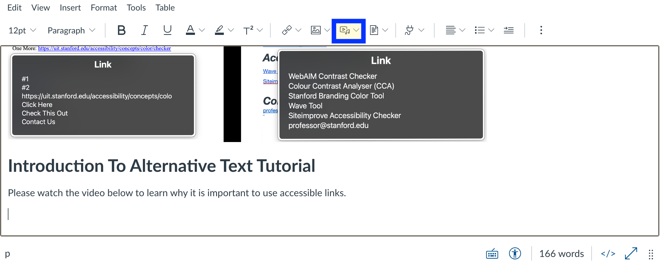 Canvas page with media button in toolbar highlighted.