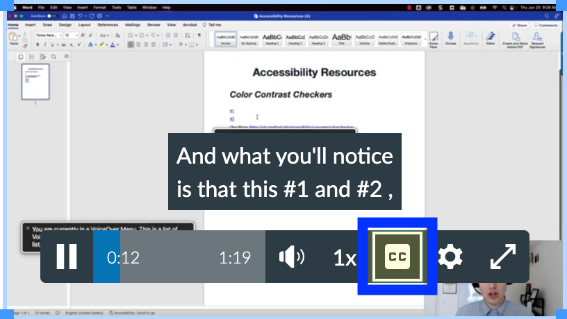 Canvas media selection window with video selected.