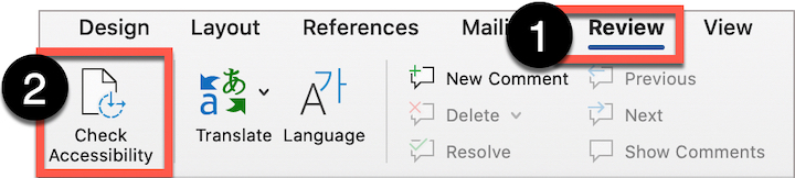 Screenshot of the MS Word Accessibility Checker
