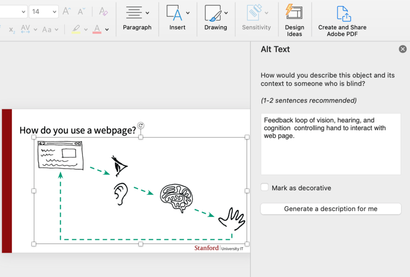 Screenshot Microsoft PowerPoint alt text description field
