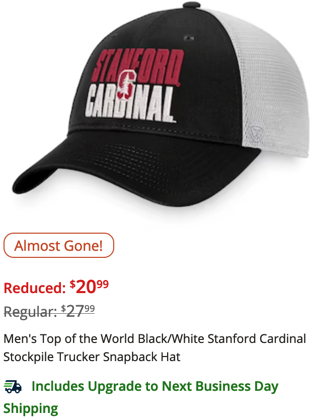 Screenshot of a web store page with a sale price struck through and the regular price without strike.
