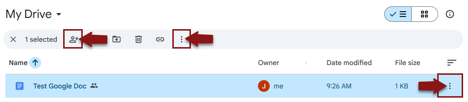 shows sharing options