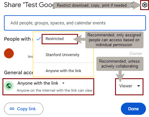 shows how to set file sharing
