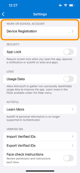 select device registration