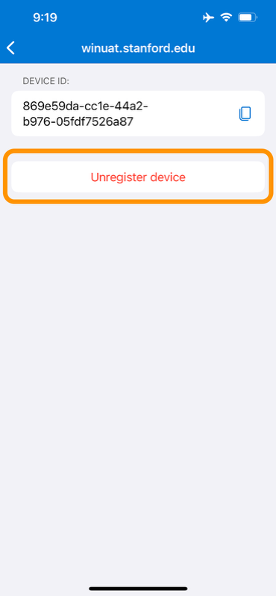 select unregister device