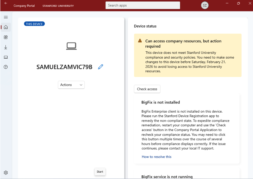 screenshot 2 of device compliance process