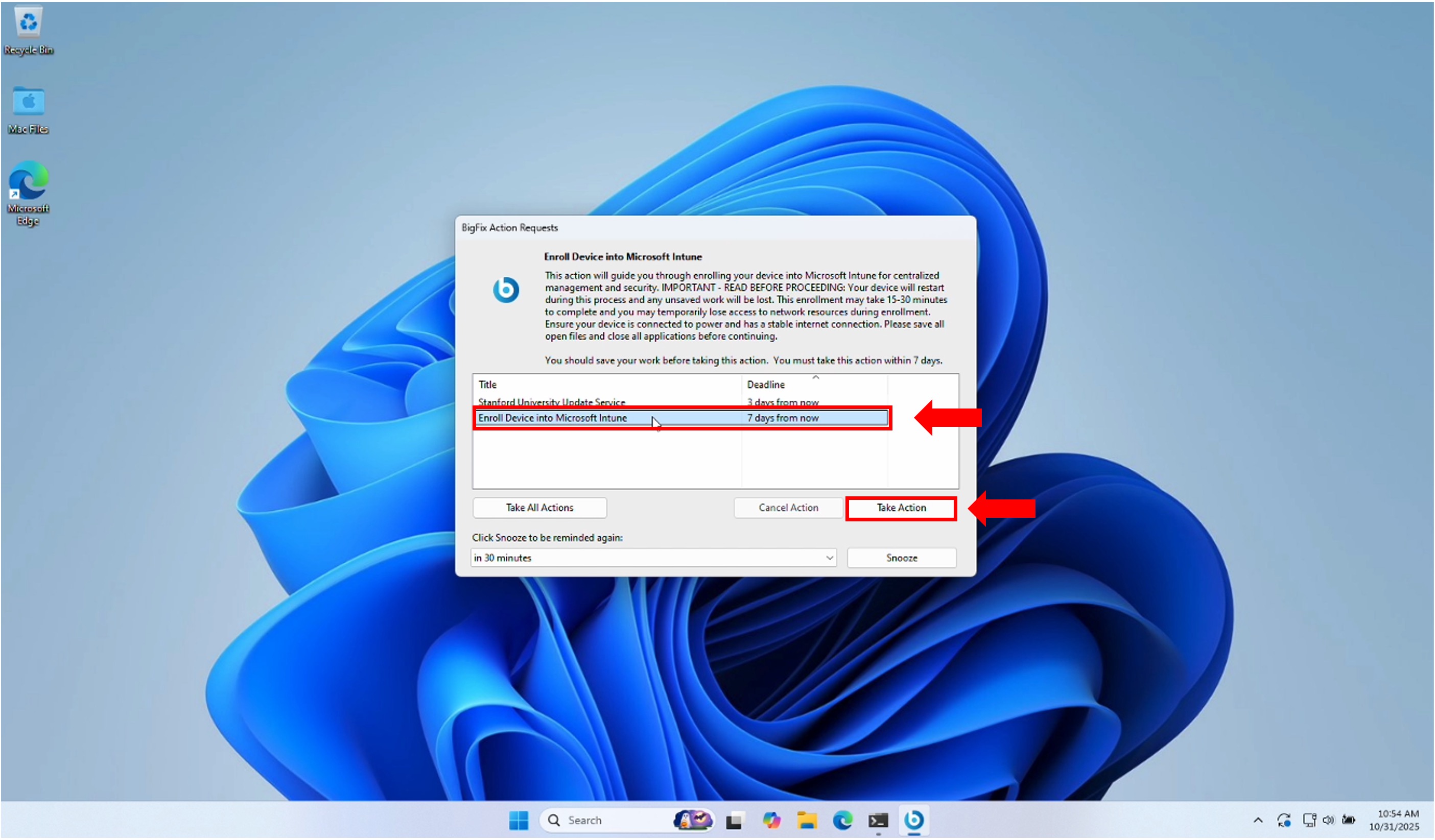 screen capture of take action process