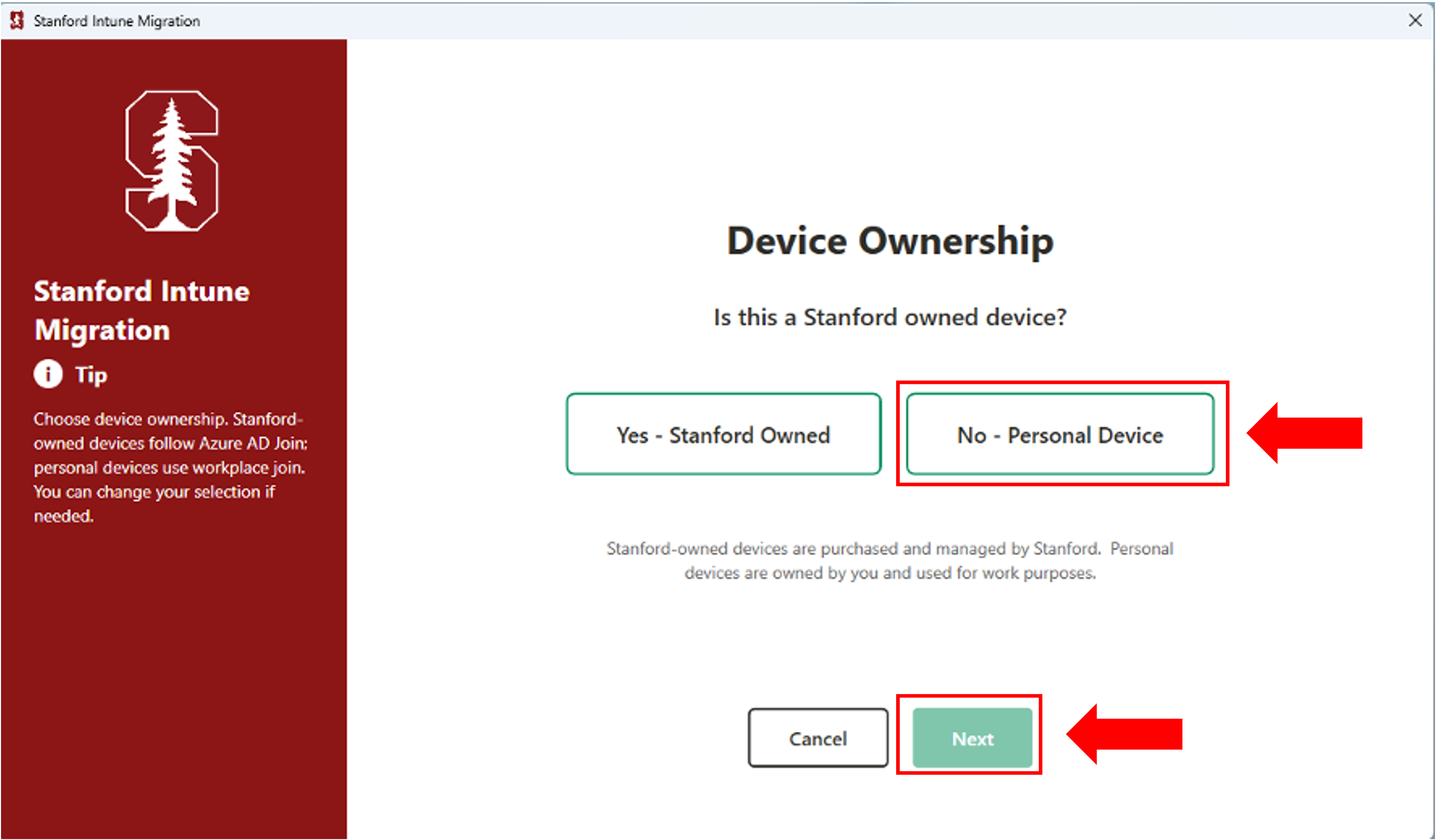 screen capture of device ownership view