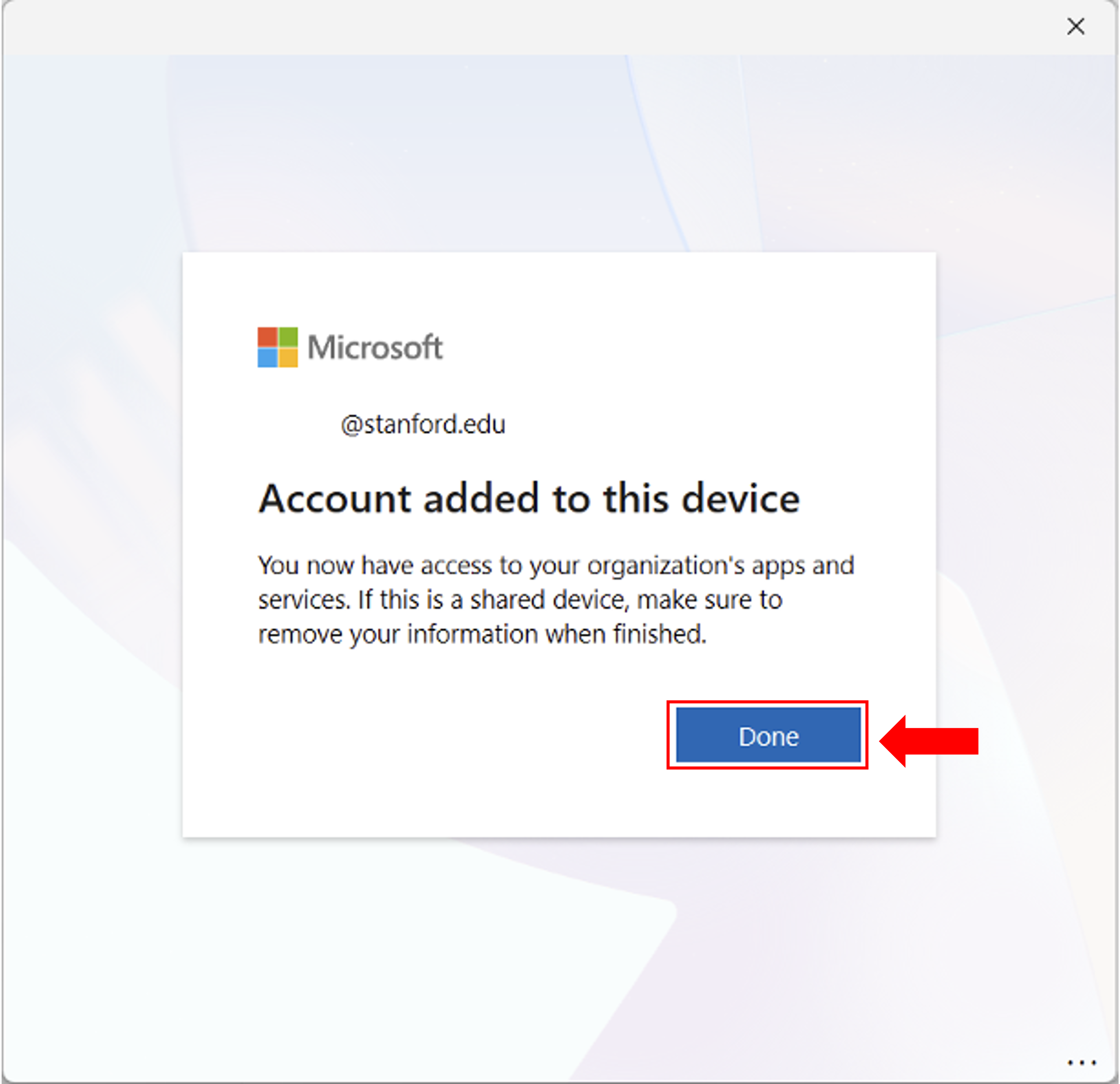 account added screen view