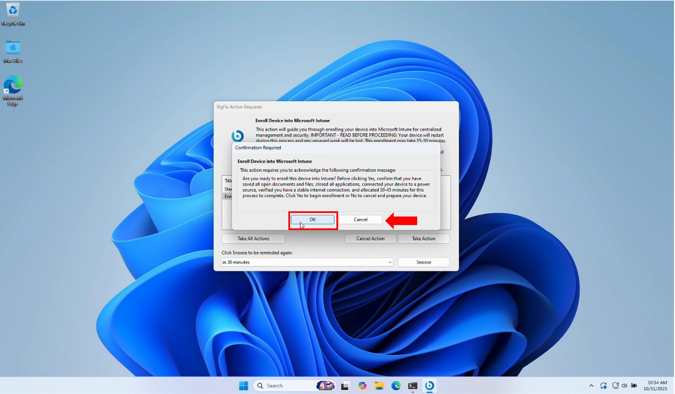 screen view of click ok